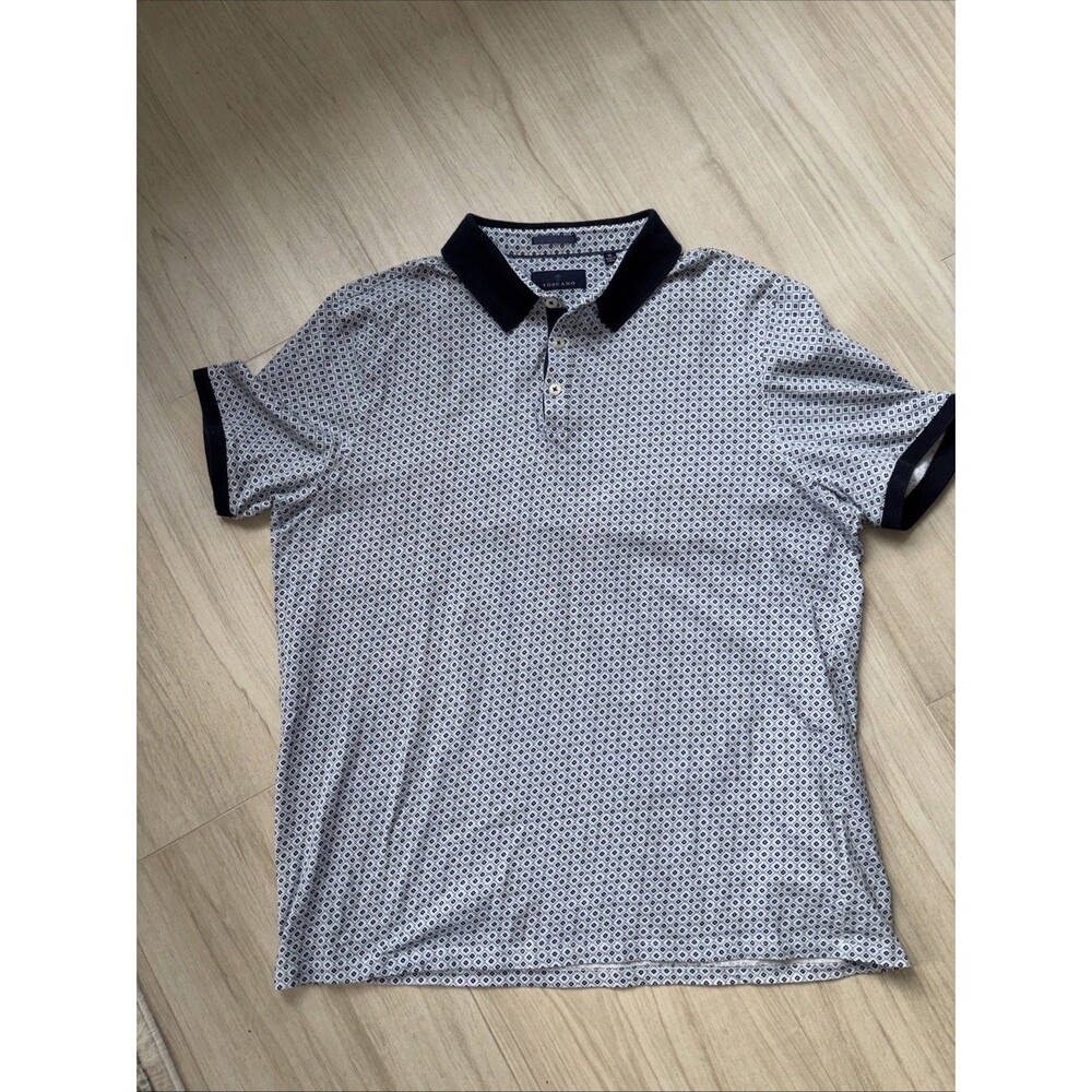 Toscano Polo Blue & White Knit Cotton Short Sleeve Blended XL 100% Cotton